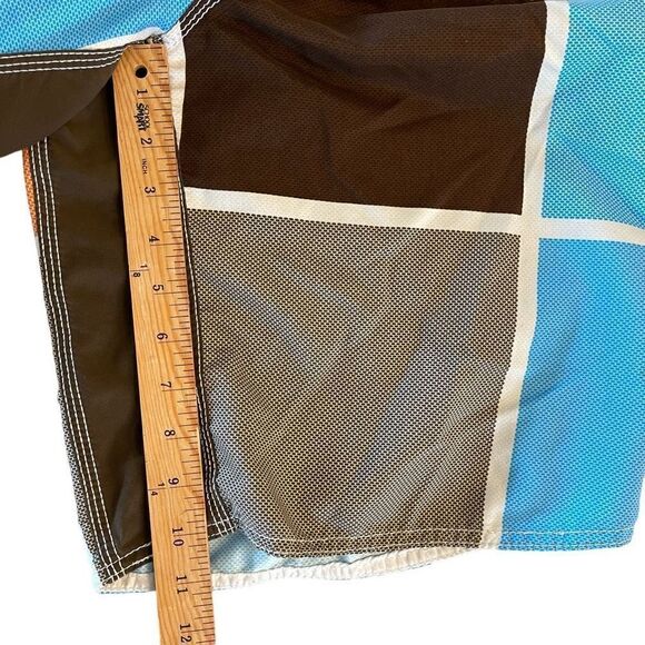 Billabong Mens Board Shorts Fall Autumn Blue Orange Brown Plaid Surfer Size 34 - Picture 6 of 7
